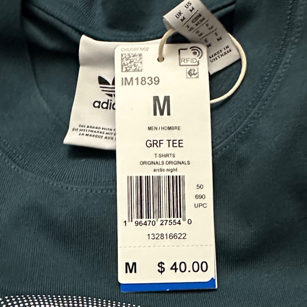 New Adidas Men's Dark Teal Short Sleeve Tee - Picture 5 of 5